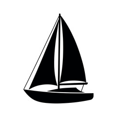 Black sailboat with full sails sailing watercraft