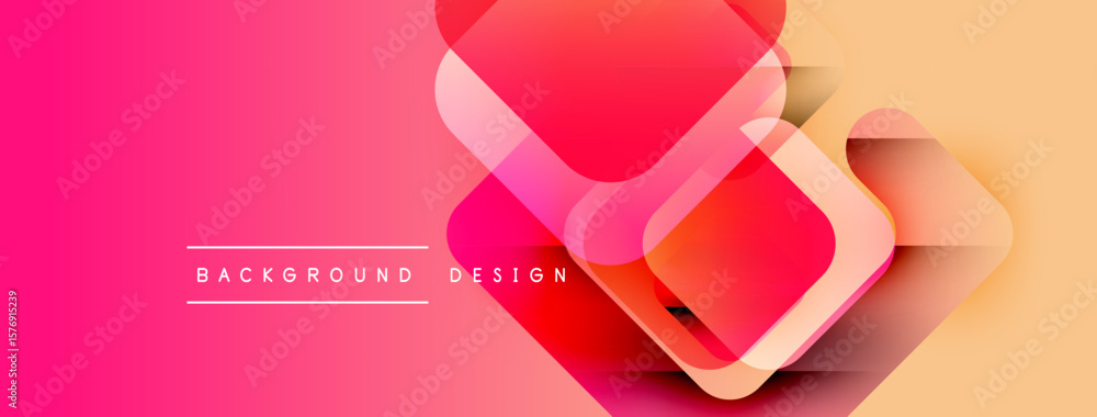 Poster abstract geometric shapes overlap. gradient colors transition from pink to yellow. text reads backgr