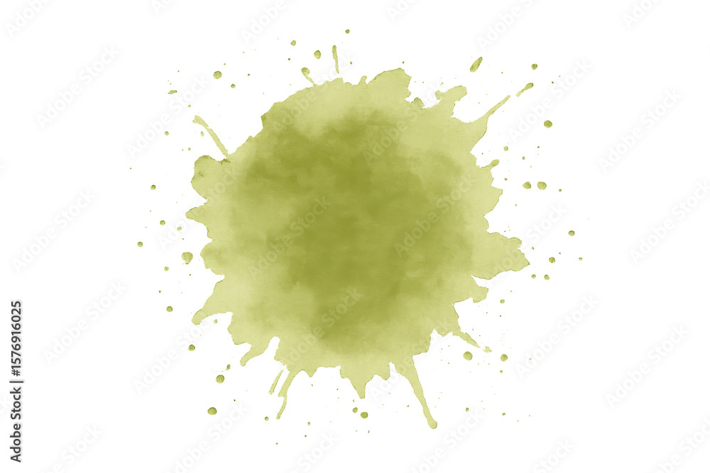 Poster light green watercolor splashing on transparent background, creating an artistic and vibrant design 