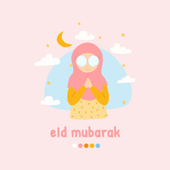 cutes hijabi girl eid mubarak