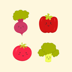 A set of fresh vegetables, a cute illustration
