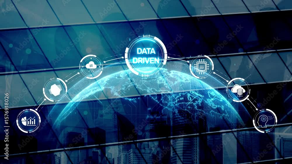 Poster data-driven decision-making empowers business through analytics, datum collection, and ai systems. d