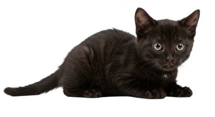 Isolated Black Kitten with Transparent Background Adorable Animal