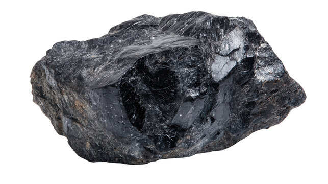 Biotite black mica lump background isolated on a Transparent background, PNG file.