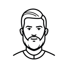 Stylized line art portrait of a man with a beard and styled hair isolated on white background