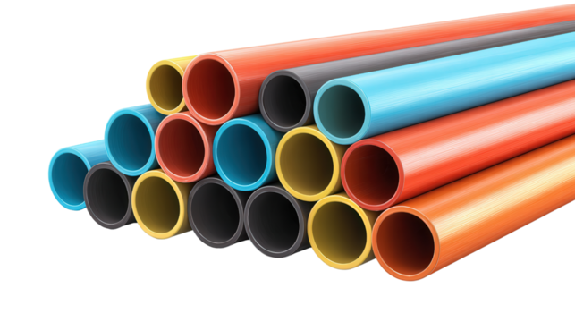 Collection of PVC pipes background isolated on a Transparent background, PNG file.