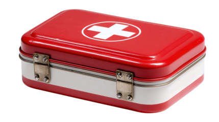 Compact first aid kit background isolated on a Transparent background, PNG file.
