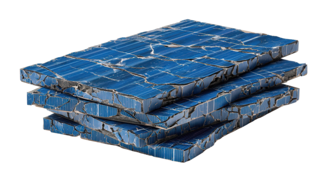 Cracked solar panels for recycling background isolated on a Transparent background, PNG file.