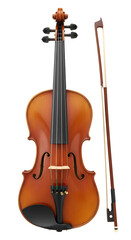 Fototapeta premium Isolated Illustration of A Vintage Brown Violin and Bow on Transparent