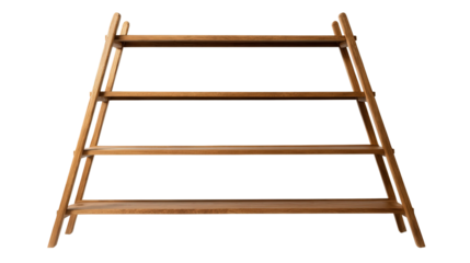 Decorative wooden ladder shelf background isolated on a Transparent background, PNG file.