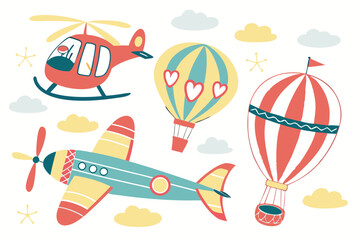 seamless pattern with airplane and clouds