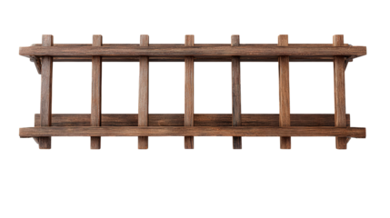 Decorative wooden ladder shelf background isolated on a Transparent background, PNG file.