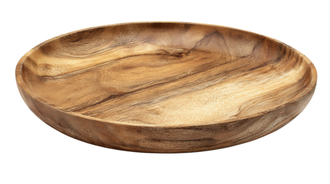 Decorative wooden serving platter background isolated on a Transparent background, PNG file. - Powered by Adobe