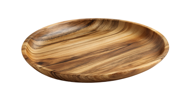 Decorative wooden serving platter background isolated on a Transparent background, PNG file. - Powered by Adobe