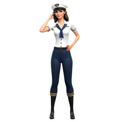 Fototapeta premium 3D Character of a Female Naval Officer or Sailor Saluting, AI Generated