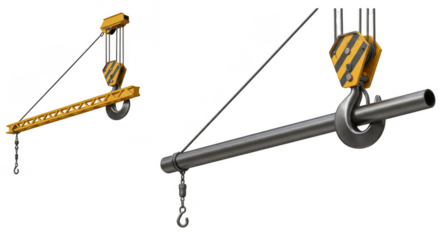 Industrial Construction Crane Equipment Detailed Isolated Illustration