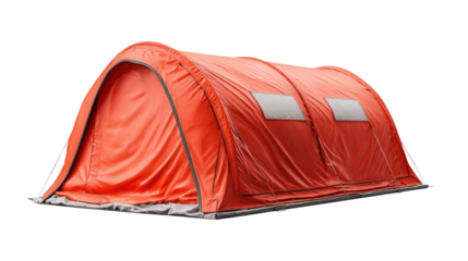Emergency shelter tube tent background isolated on a Transparent background, PNG file.