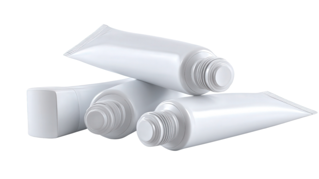 Empty toothpaste tubes background isolated on a Transparent background, PNG file.