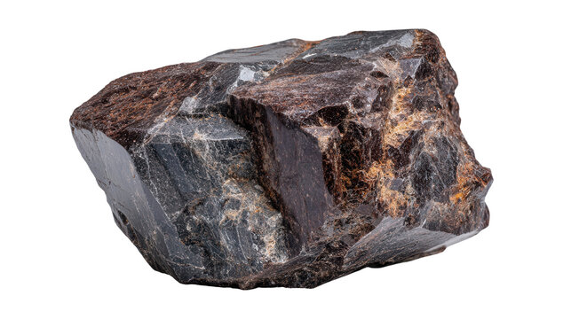 Enstatite brown mineral lump background isolated on a Transparent background, PNG file.