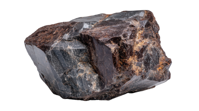 Enstatite brown mineral lump background isolated on a Transparent background, PNG file.