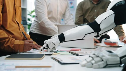 AI technology supports a specialist examining data trends, driving collaborative planning and aligning marketing actions that champion long term business health. Noogenesis AI - Powered by Adobe