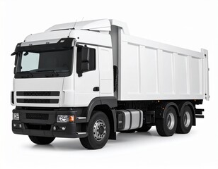 White Dump Truck on White Background - Versatile Construction & Aggregate Transport