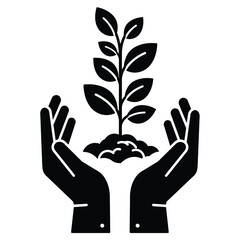Sustainable Growth Concept with Hands and Leaves