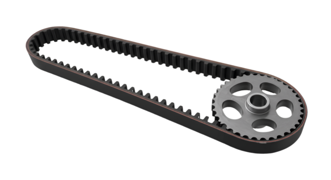 Isolated 3d Rendering of Belt Gear and Timing Pulley Mechanical Parts