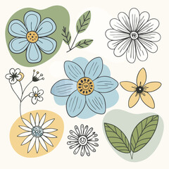 Hand-Drawn Floral Illustration with Pastel Colors