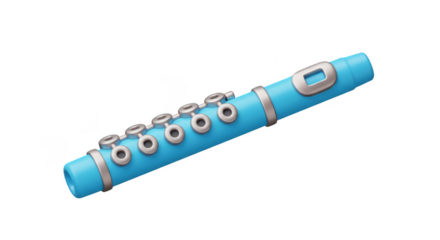 Isolated Blue Flute Musical Instrument Woodwind Concert Wind