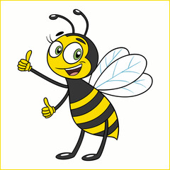 vector honeybee logo design cartoon cute bee mascot yellow black insect with blue wings for product branding label