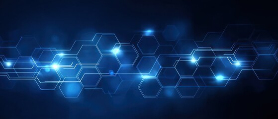 Obraz premium Abstract blue hexagon digital background