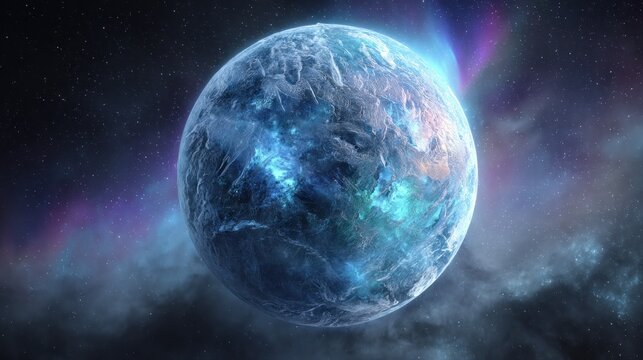 Frozen planet in space