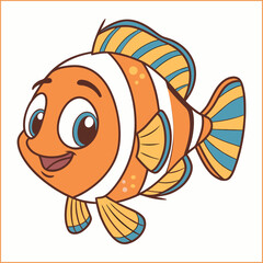 Clown fish. Hand drawn watercolour illustration