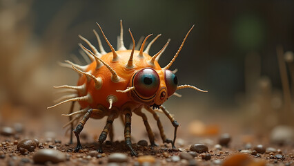 Exploring the micro world: A detailed close up of a unique and spiky insect