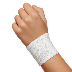 Close up of a wrist wrapped in a white bandage.