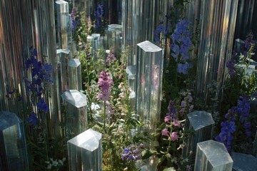 Floral display with translucent prisms
