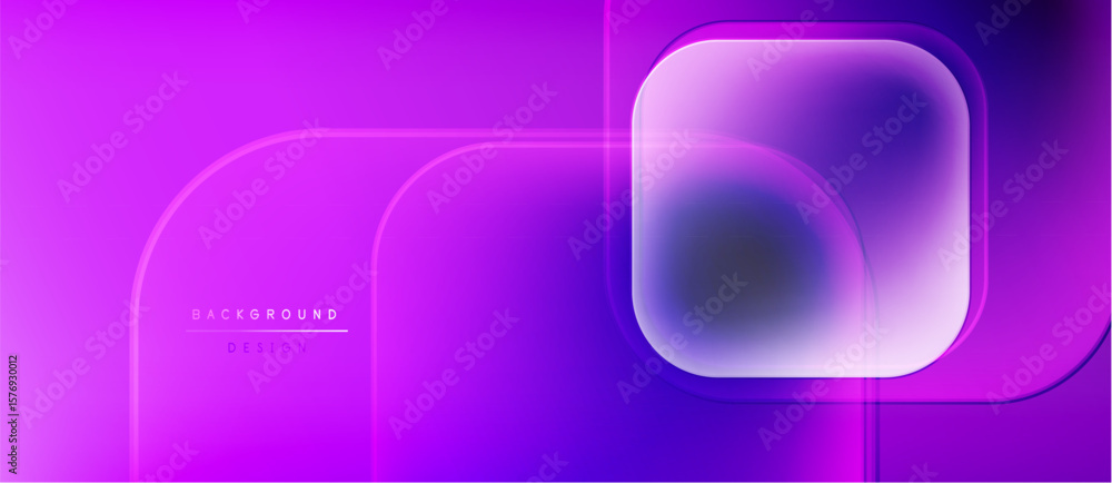 Poster abstract purple gradient background. rounded rectangles overlap, creating dynamic visual effect. min