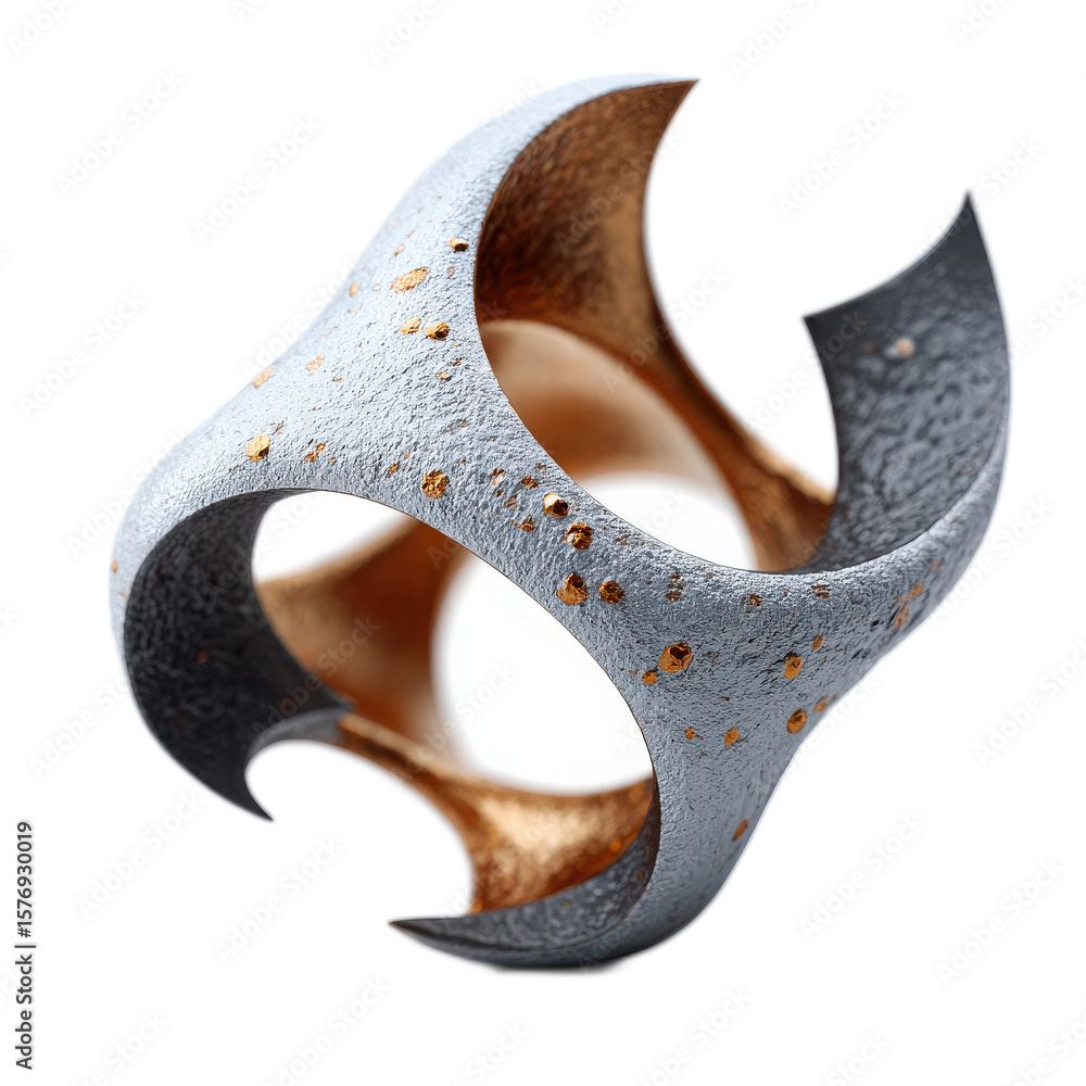 Poster artistic abstract sculpture with smooth curves and textured surface showcasing a unique blend of met