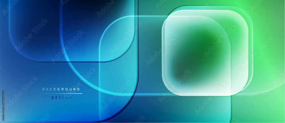 Poster abstract geometric shapes, bluegreen gradient. modern design, smooth lines, dynamic composition. bac