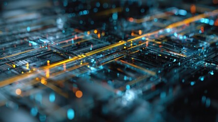 Digital connections and circuits intertwined, depicting the progression of modern cyberspace technology.