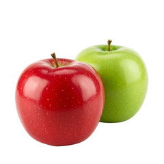Isolated Fresh Red and Green Apples Raw Fruits on Transparent Background