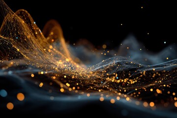Digital wireframe design with glowing elements representing the flow of data in modern AI systems.