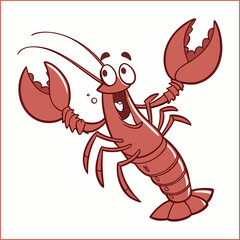 Hand drawn crawfish cartoon illustration