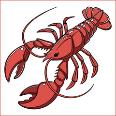 Hand drawn crawfish cartoon illustration