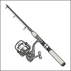 Realistic Fishing Rod Vector Illustration