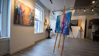 Standee mockup for art exhibitions, showcasing local artists and promoting cultural events.