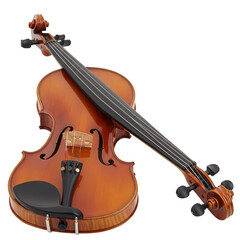 Isolated Transparent Background of Detailed Classic Brown Wooden Violin