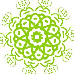 Lime Green Floral Mandala Pattern on White Background for Spring Designs
