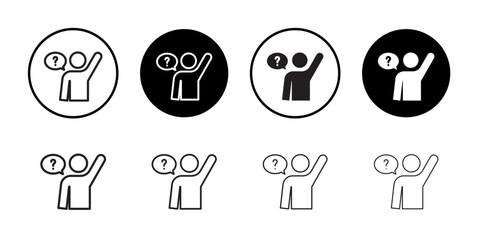 Person asking question icon simple outline vector sign